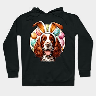 Welsh Springer Spaniel Embraces Easter with Bunny Ears Hoodie